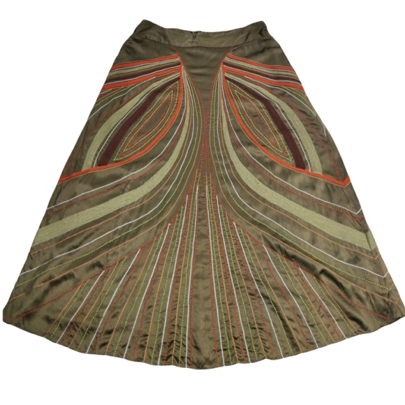 Calypso Dresses & Skirts - 😎 CHRISTIANE CELLE CALYPSO 100% SILK BEADED A LINE MIDI SKIRT SIZE S